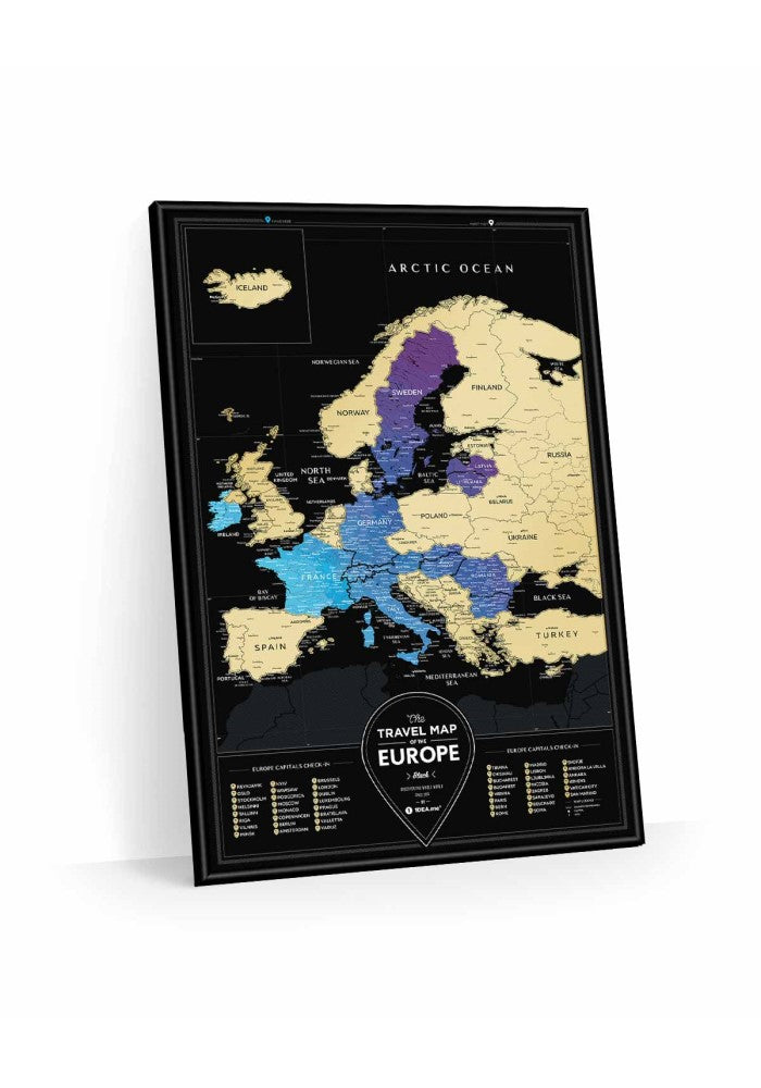 Evrópukort - Travel Map Black Europe